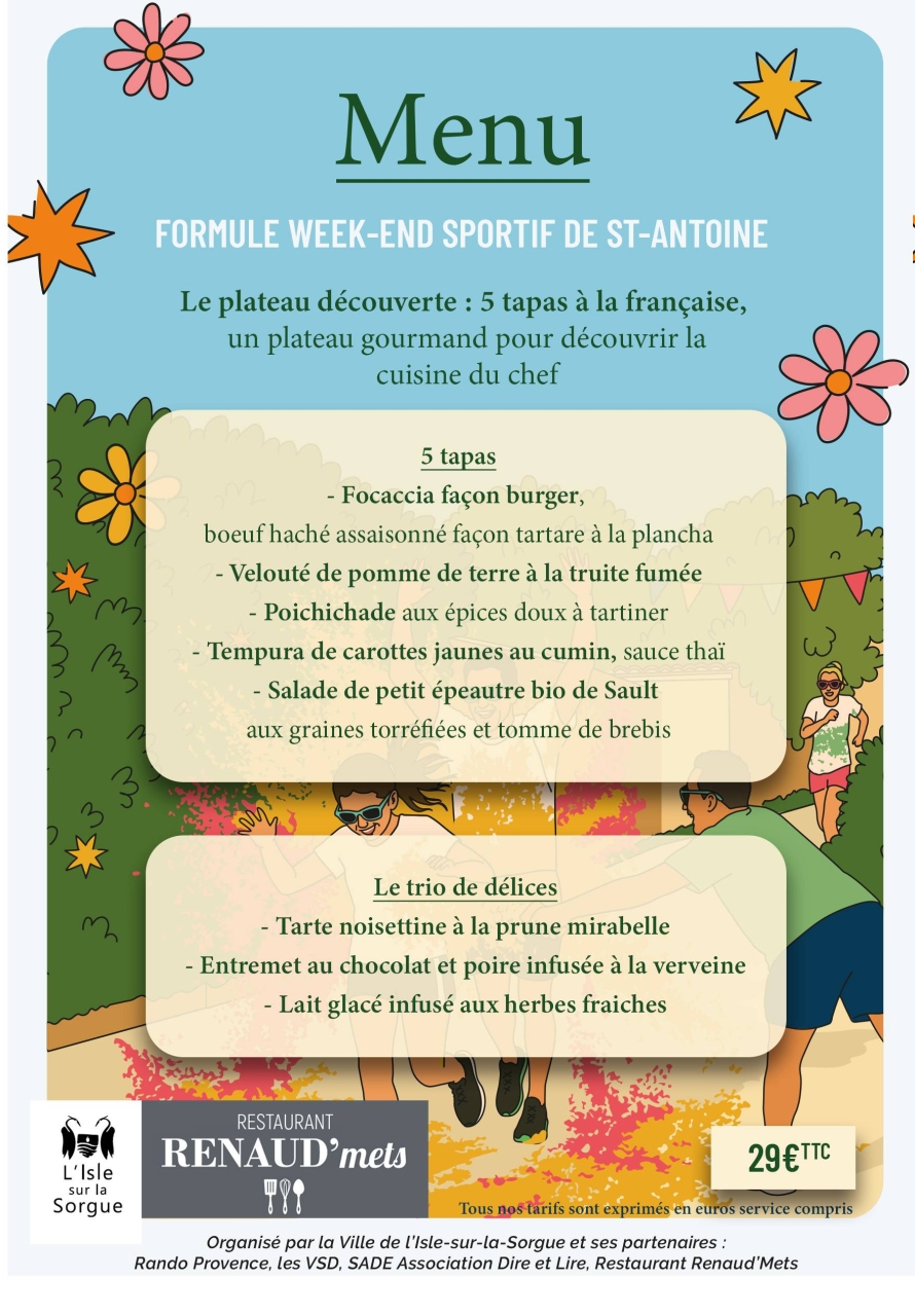 Week-end Sportif - Renaud'mets - restaurant L'ISLE-SUR-LA-SORGUE - meilleur restaurant L'ISLE-SUR-LA-SORGUE